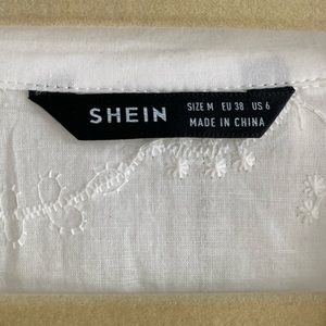 SHEIN - white floral embroidered blouse, size M